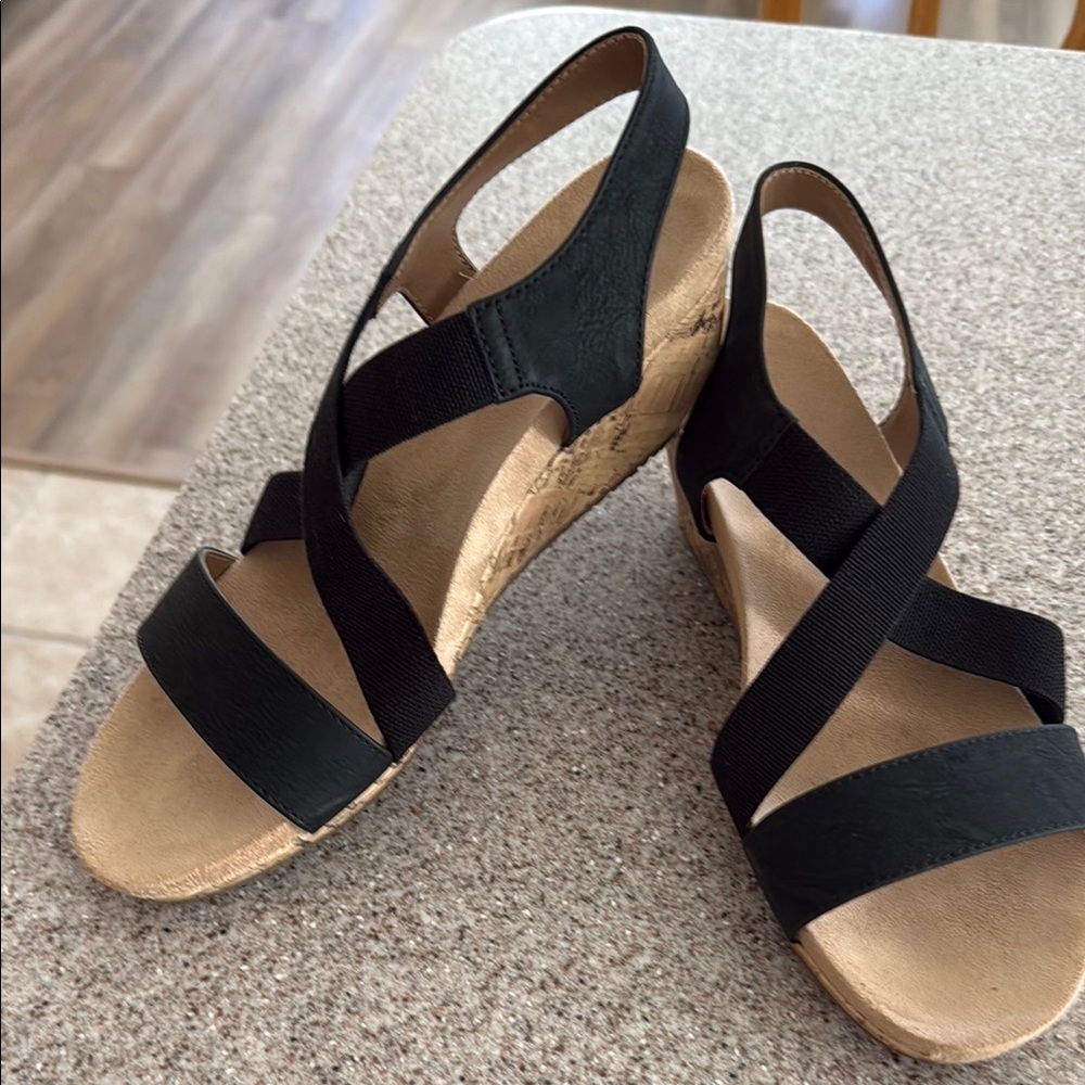 Black Wedge Sandals